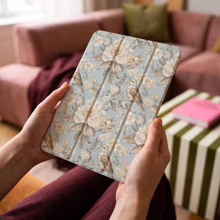 iPad-Hülle - Botanisch - Singvogel - Blau — 4