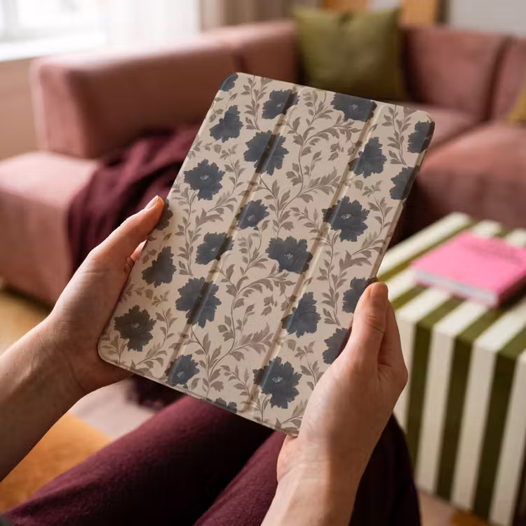 iPad-Hülle - Motiv - Blumen - Schwarz - Beige — 4