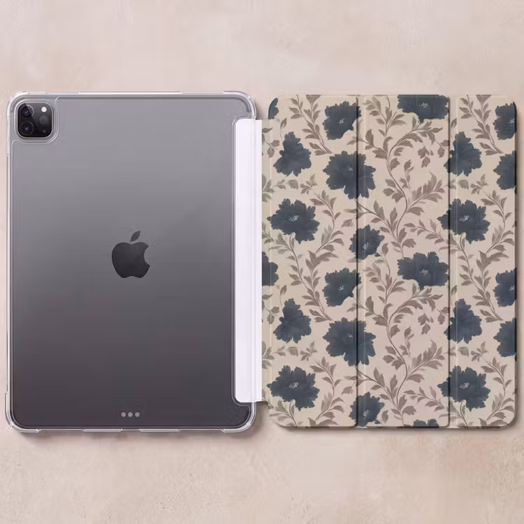 iPad-Hülle - Motiv - Blumen - Schwarz - Beige — 6