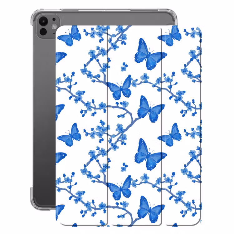 iPad-Hülle - Schmetterling - Blumen - Blau — 1