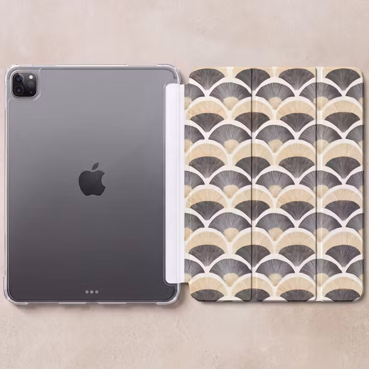 iPad-Hülle - Fächer - Muster - Schwarz - Beige — 6