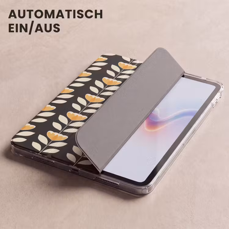 iPad-Hülle - Retro - Blume - Schwarz - Ockergelb — 5