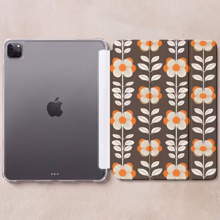 iPad-Hülle - Blumen - Retro - Braun — 6