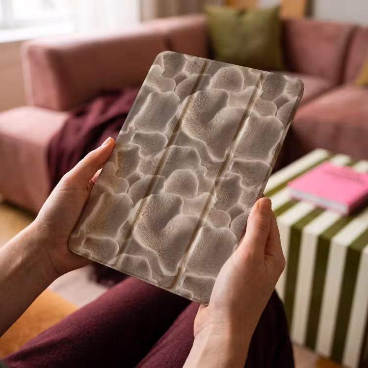 iPad-Hülle - Fächerform - Beige - Faserstruktur — 4