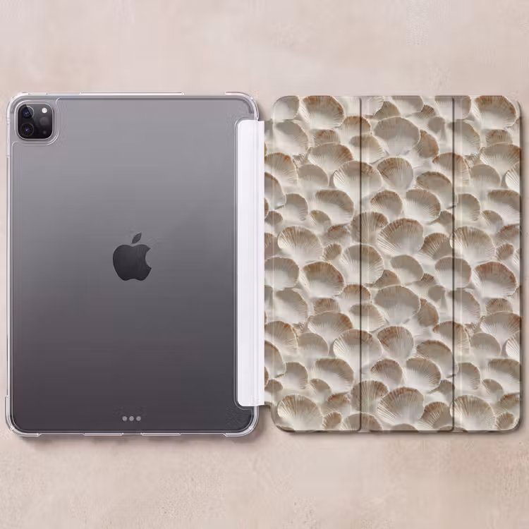 iPad-Hülle - Muscheln - Fächerform - Weiß — 6