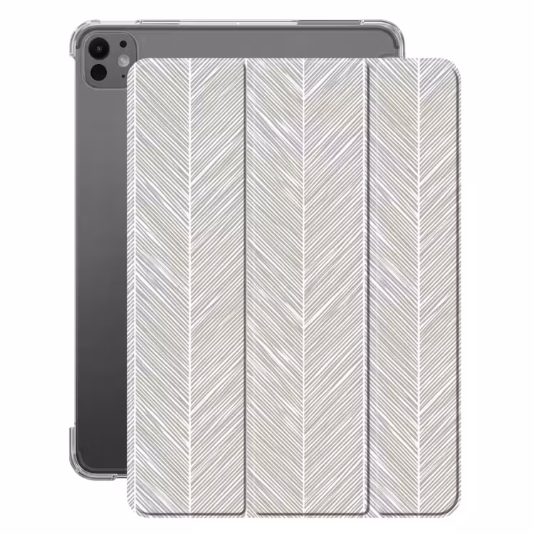 iPad-Hülle - Klassisch - Fischgrätenmuster - Grau — 1