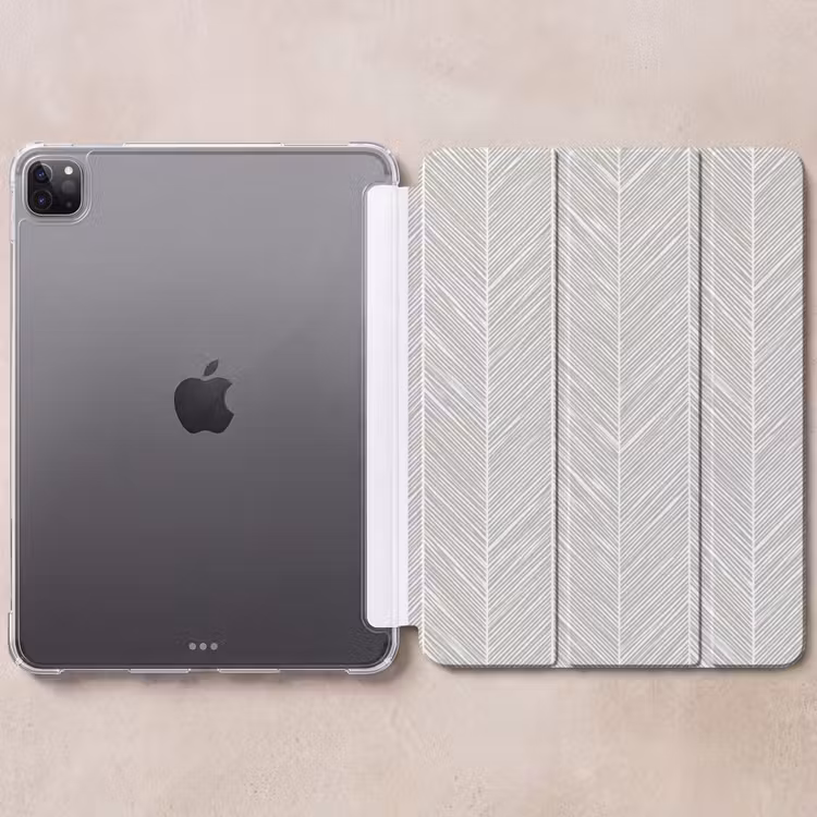 iPad-Hülle - Klassisch - Fischgrätenmuster - Grau — 6