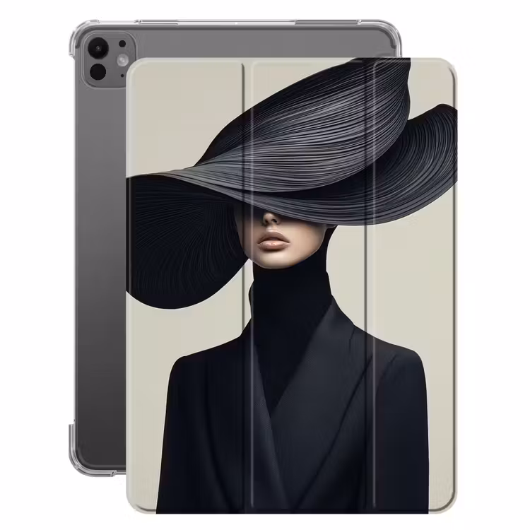 iPad-Hülle - Schwarz - Frau - Hut — 1