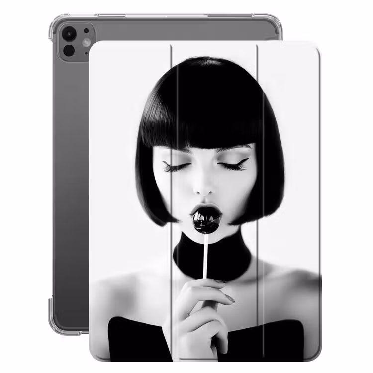 iPad-Hülle - Frau - Lolly - Schwarz - Weiß — 1