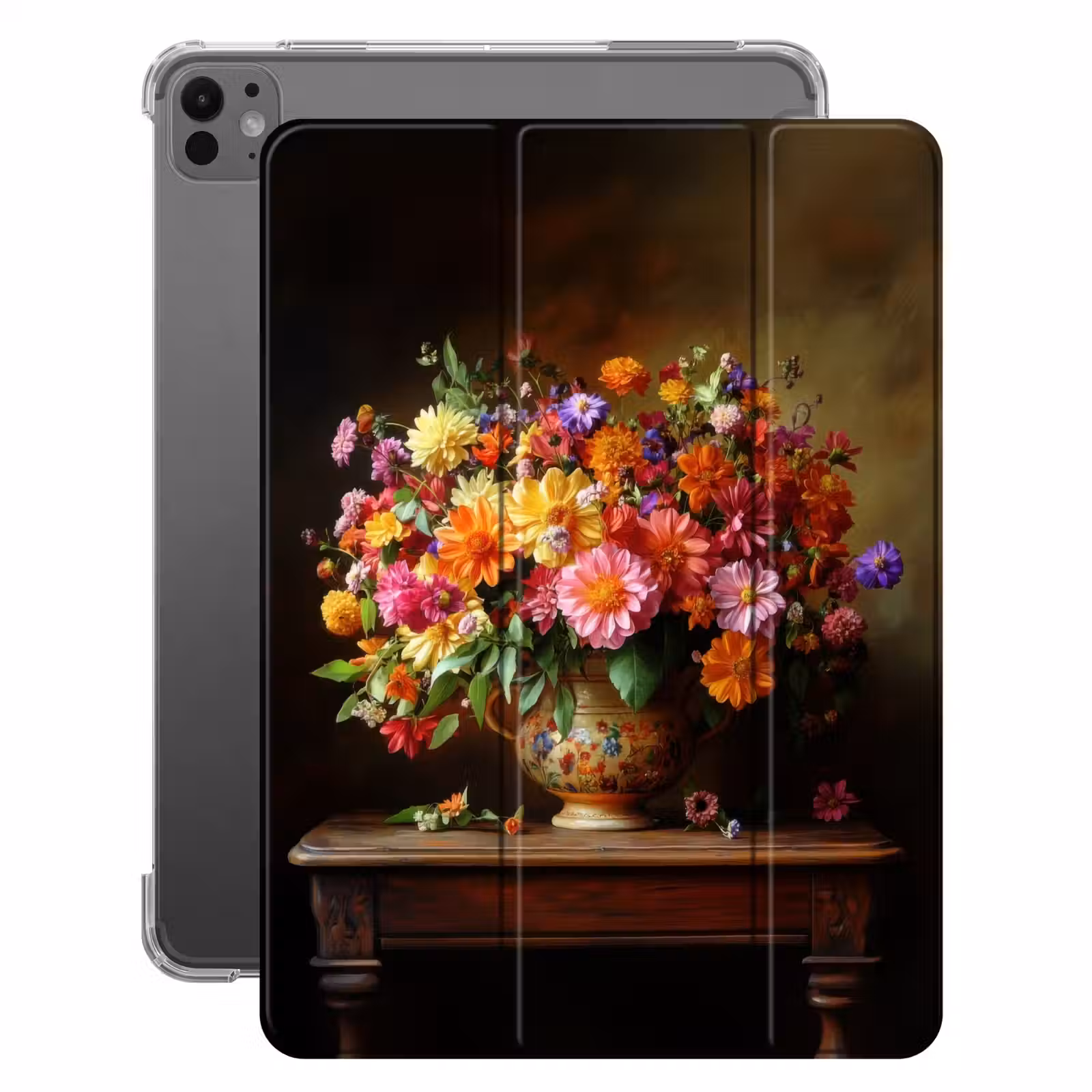 iPad-Hülle - Farben - Blumenstrauß - Vase - Holz — 1