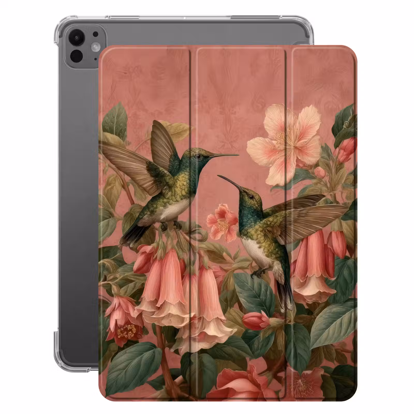 iPad-Hülle - Kolibris - Blumen - Grün - Rosa — 1