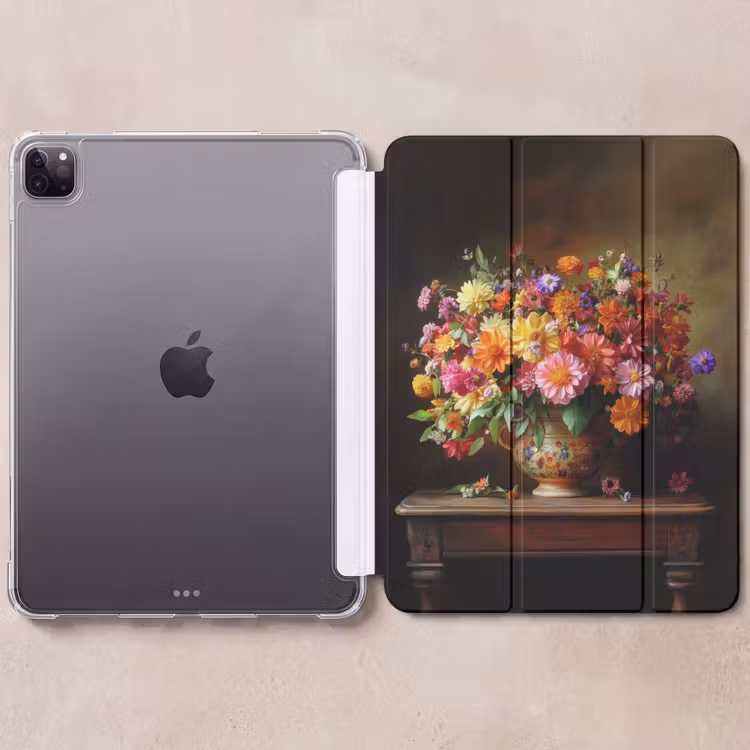 iPad-Hülle - Farben - Blumenstrauß - Vase - Holz — 6
