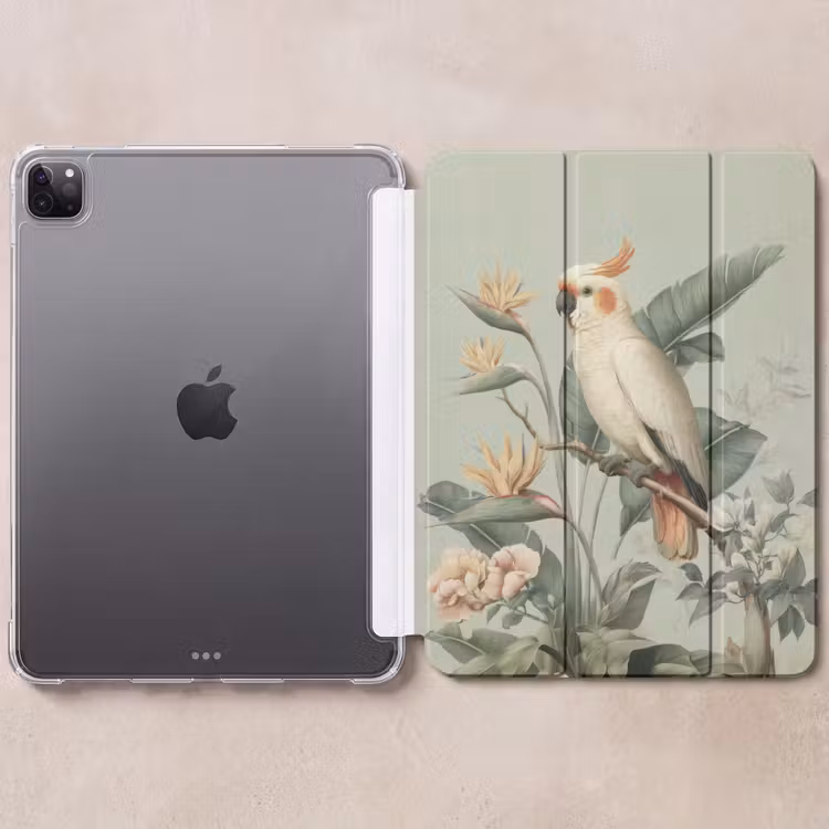 iPad-Hülle - Gelbhaubenkakadu - Paradiesvogel Blumen - Grün — 6
