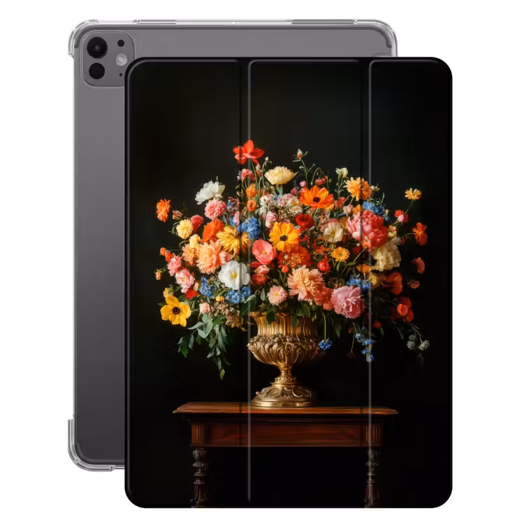 iPad-Hülle - Gold - Blumen - Farben - Vase — 1