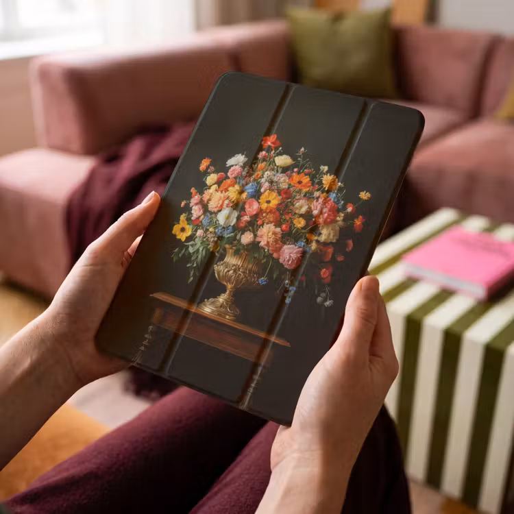 iPad-Hülle - Gold - Blumen - Farben - Vase — 4