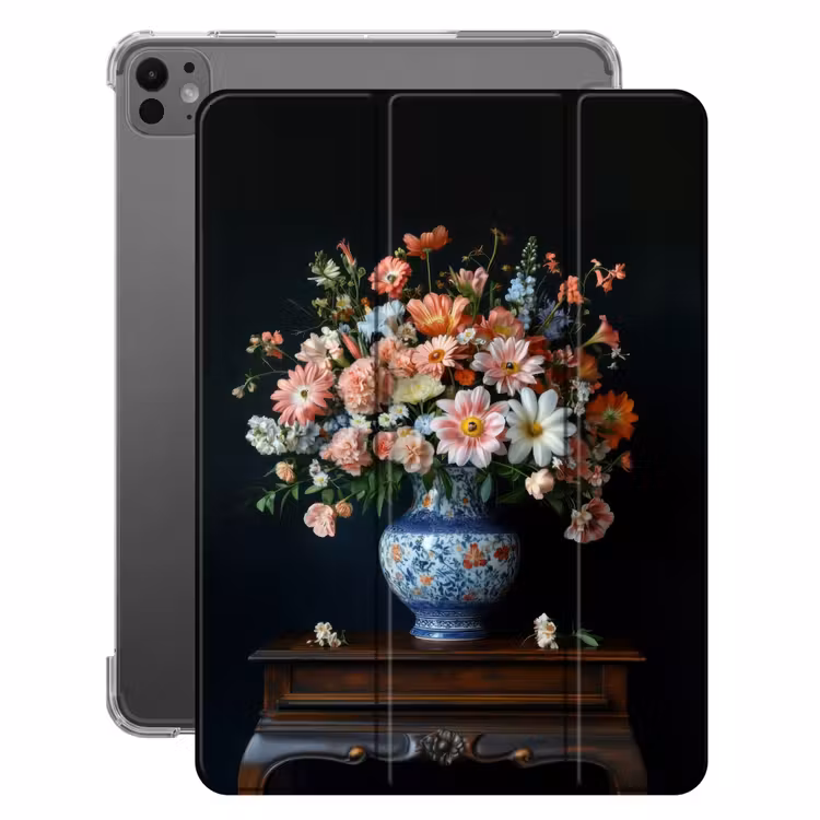 iPad-Hülle - Holz - Vase - Farben - Blumen — 1