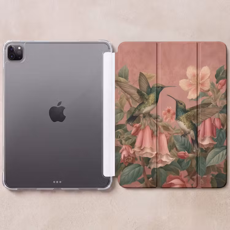 iPad-Hülle - Kolibris - Blumen - Grün - Rosa — 6