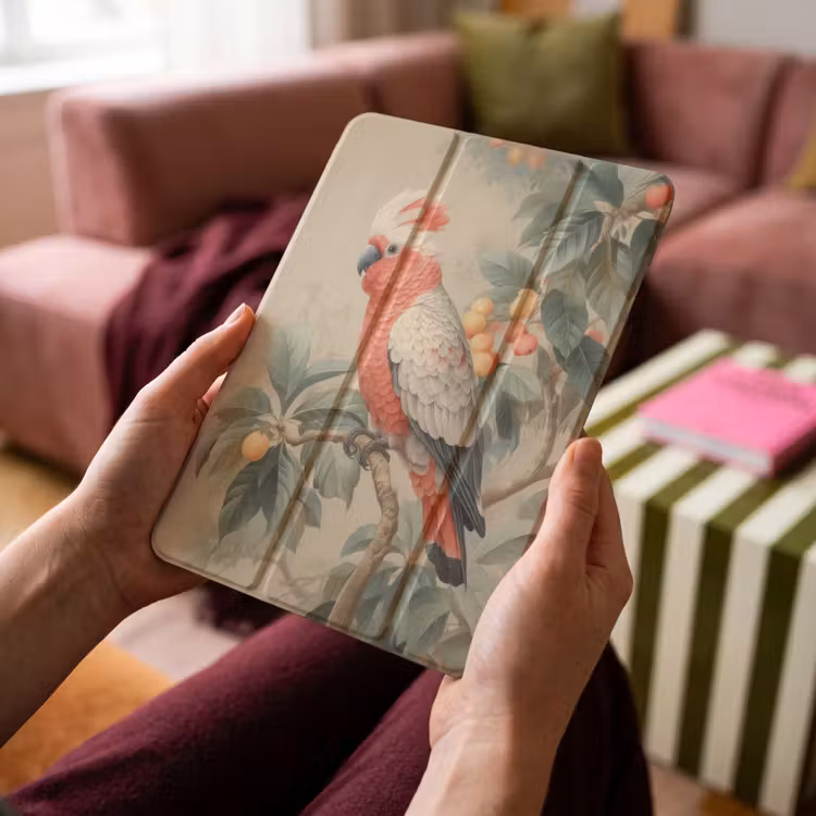 iPad-Hülle - Rosahaubenkakadu - Zweig mit Früchten - Blätter — 4