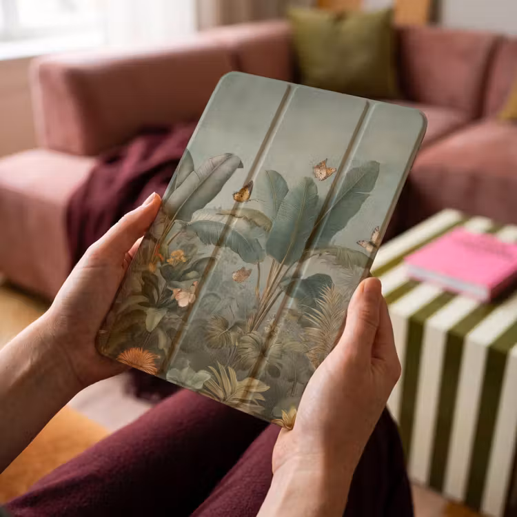 iPad-Hülle - Tropisches Blattwerk - Schmetterlinge - grün - braun — 4