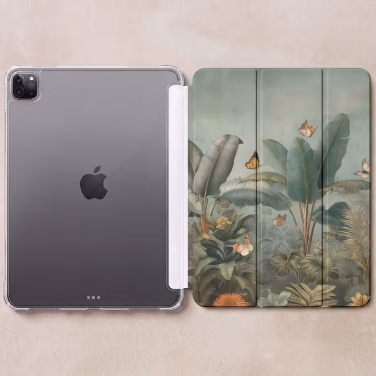 iPad-Hülle - Tropisches Blattwerk - Schmetterlinge - grün - braun — 6