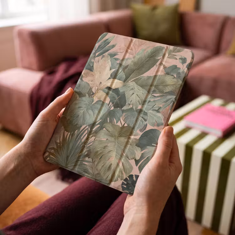 iPad-Hülle - Zusammensetzung der Blätter - Grün - Rosa — 4