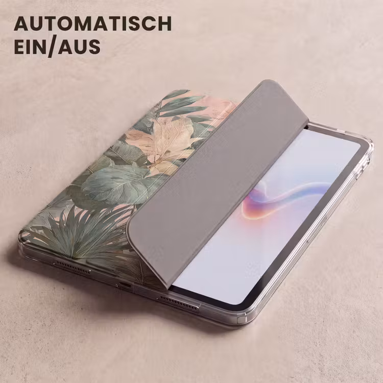 iPad-Hülle - Zusammensetzung der Blätter - Grün - Rosa — 5