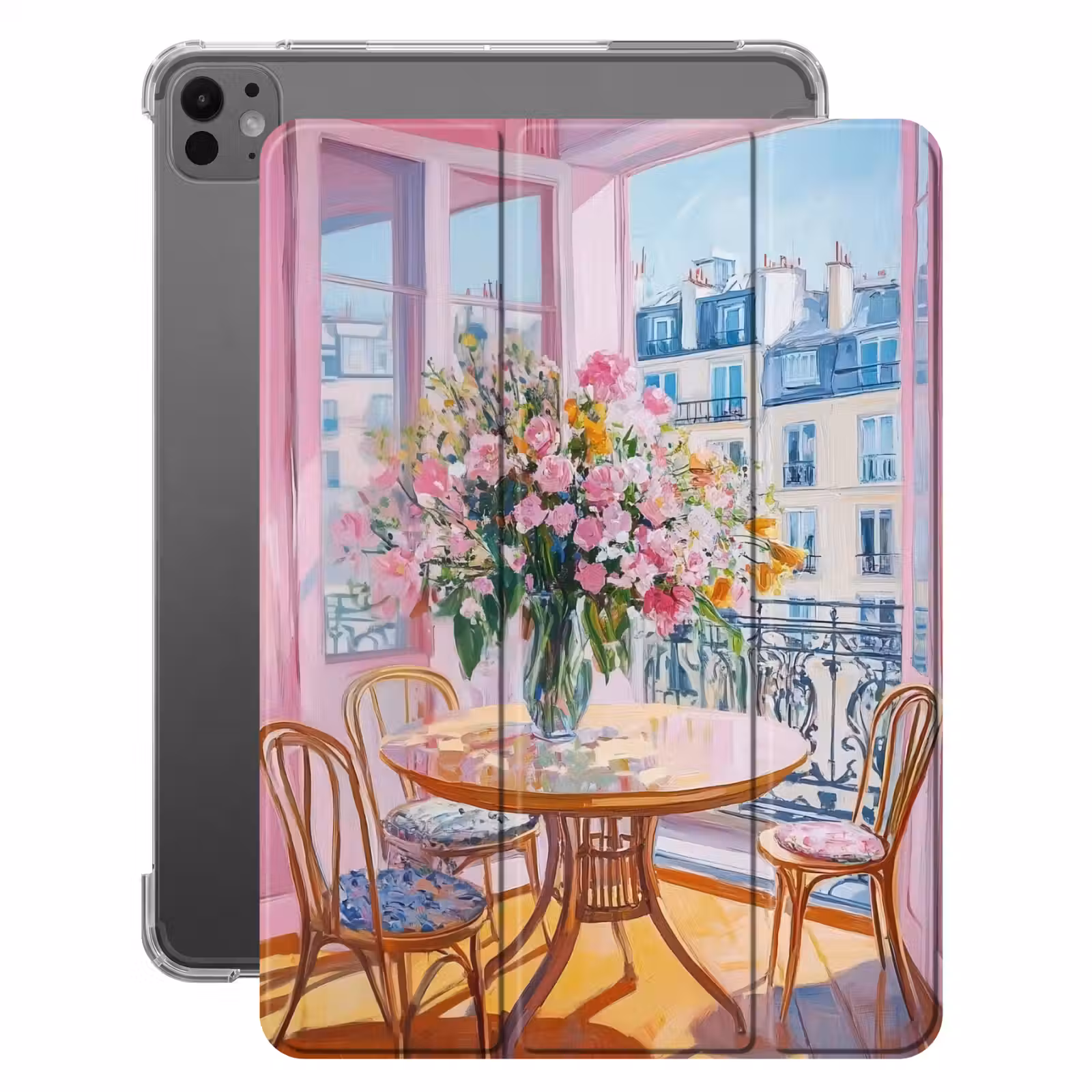 iPad-Hülle - Rosa - Stadt - Blumen — 1