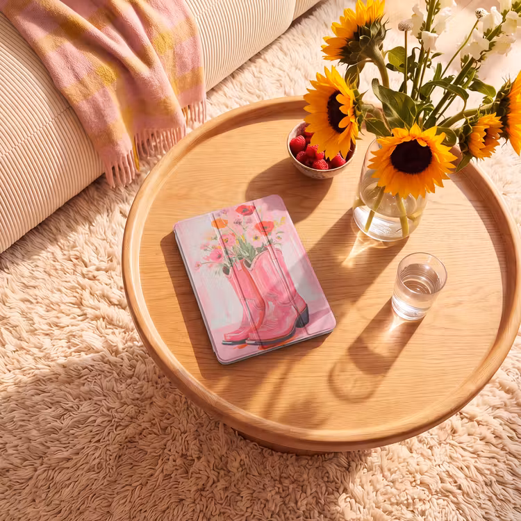 iPad-Hülle - Rosa - Blumen - Cowboy — 2
