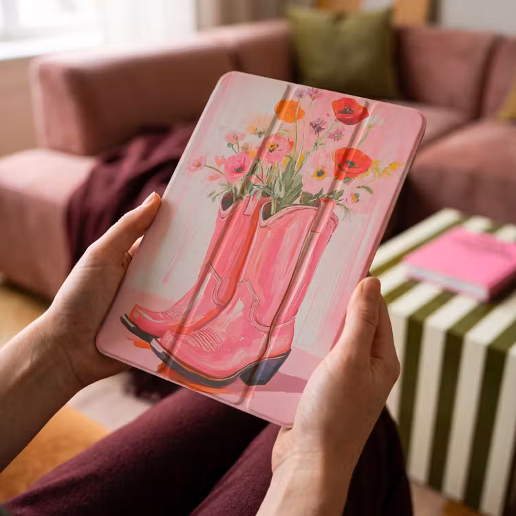 iPad-Hülle - Rosa - Blumen - Cowboy — 4