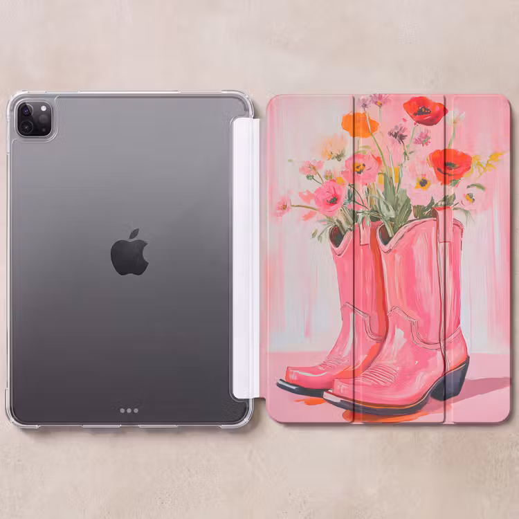 iPad-Hülle - Rosa - Blumen - Cowboy — 6