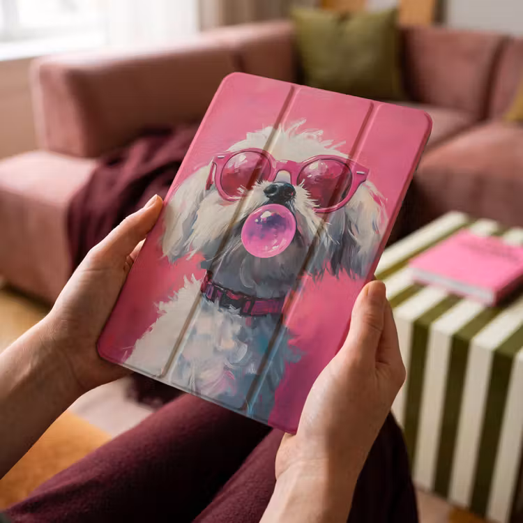 iPad-Hülle - Rosa - Hund - Blase — 4