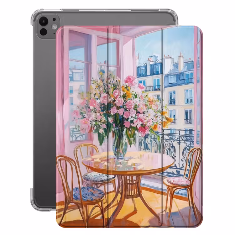 iPad-Hülle - Rosa - Stadt - Blumen — 1