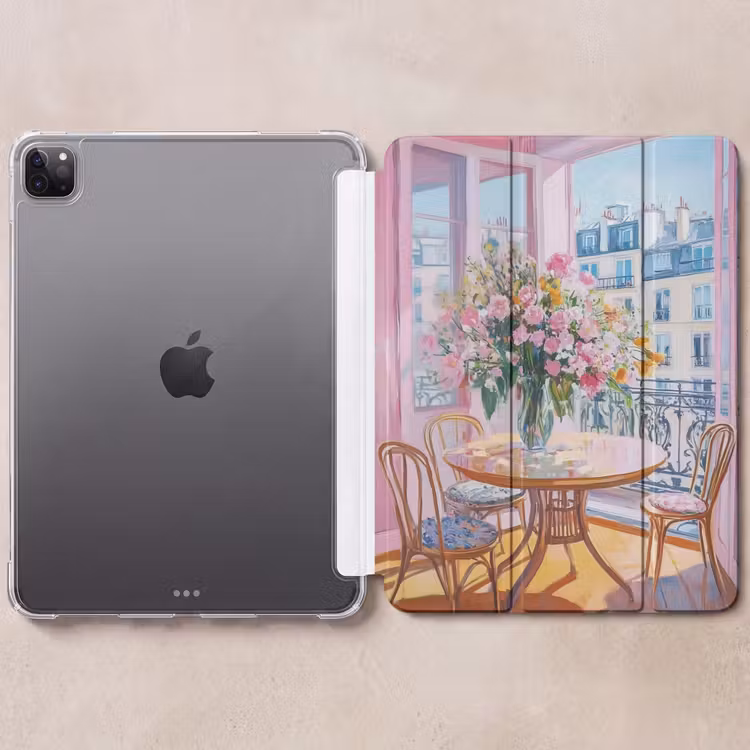iPad-Hülle - Rosa - Stadt - Blumen — 6