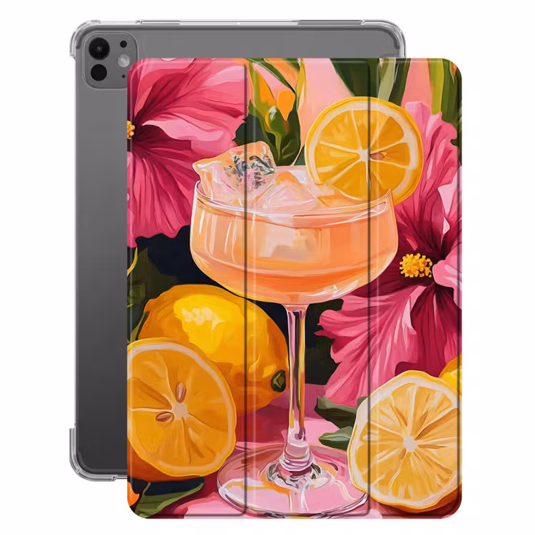iPad-Hülle - Getränk - Blumen - Gelb — 1