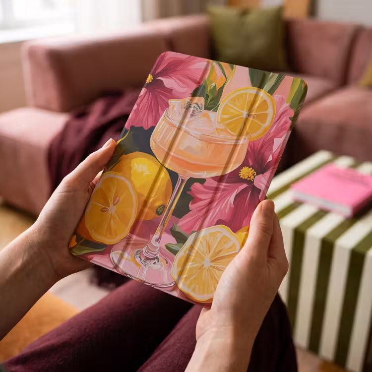 iPad-Hülle - Getränk - Blumen - Gelb — 4