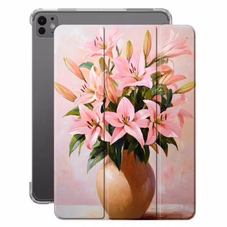 iPad-Hülle - Vase - Blumen - Rosa — 1