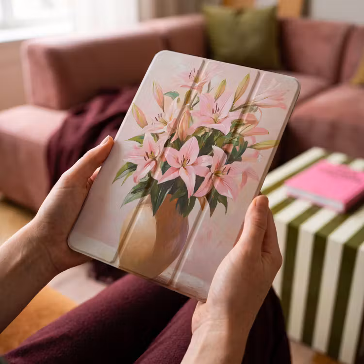 iPad-Hülle - Vase - Blumen - Rosa — 4