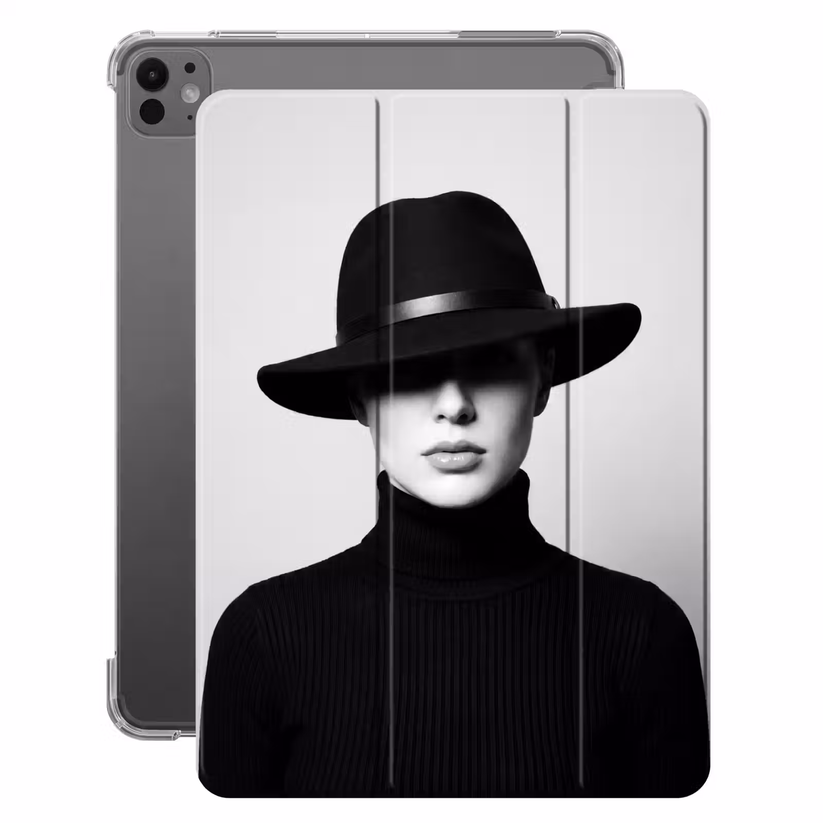 iPad-Hülle - Frau - Schatten - Schwarz - Weiß - Mysteriös — 1
