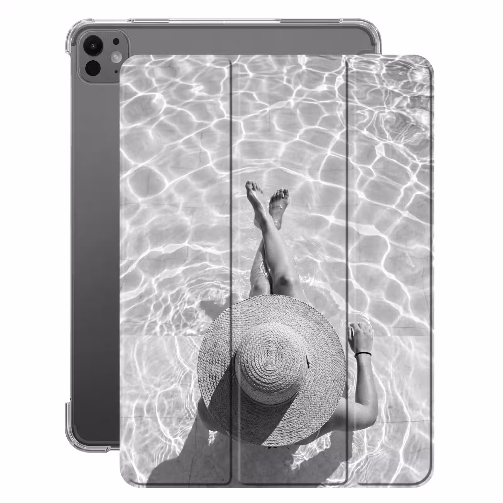 iPad-Hülle - Pool - Hut - Wasser - Schwarz - Weiß - Sommerlich — 1