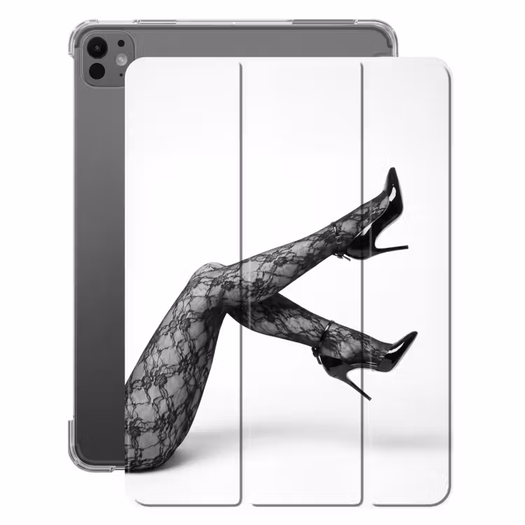 iPad-Hülle - Beine - Spitze - Absätze - Schwarz - Weiß - Herausfordernd — 1