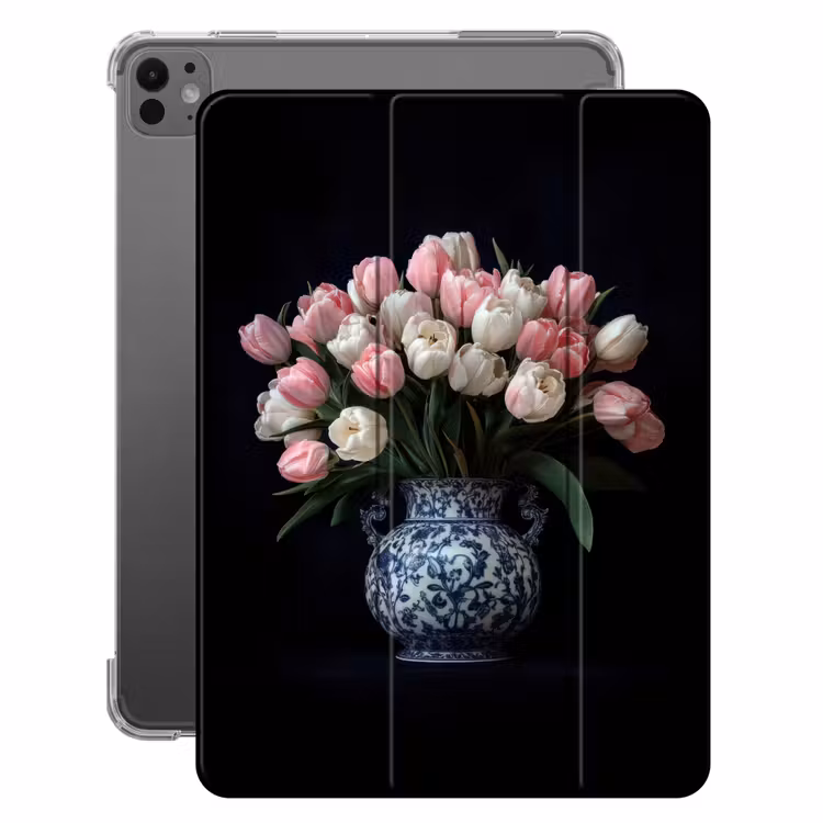 iPad-Hülle - Blumen - Rosa - Tulpen - Vase — 1