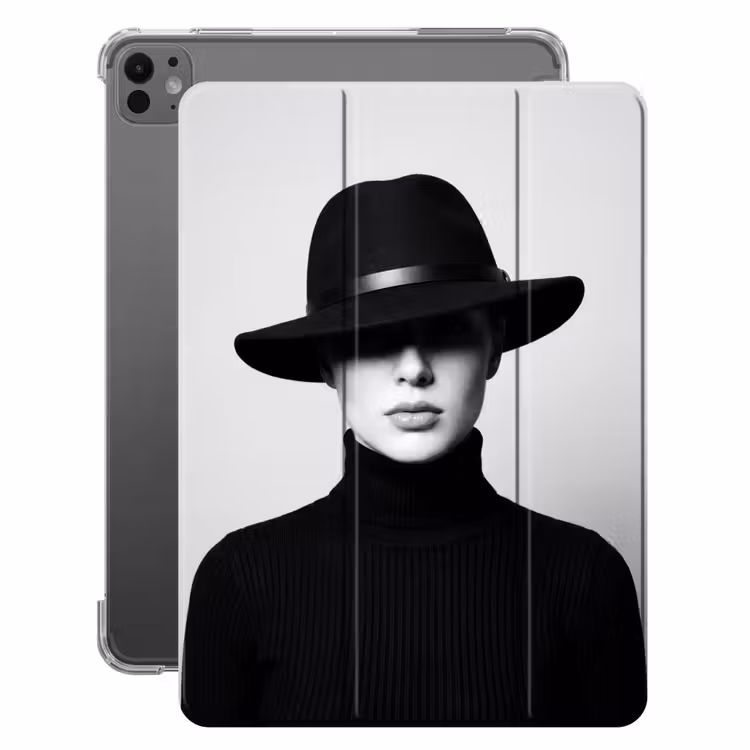 iPad-Hülle - Frau - Schatten - Schwarz - Weiß - Mysteriös — 1