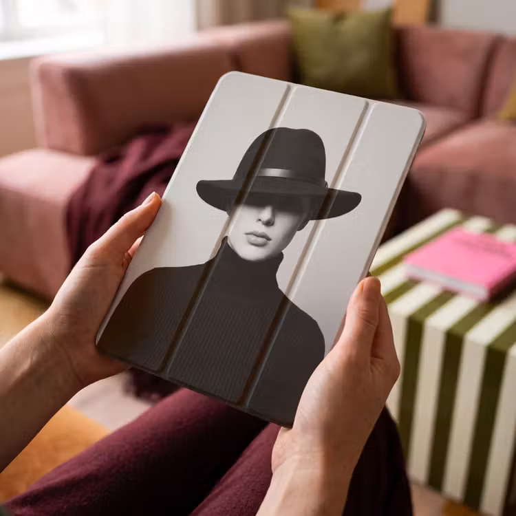 iPad-Hülle - Frau - Schatten - Schwarz - Weiß - Mysteriös — 4