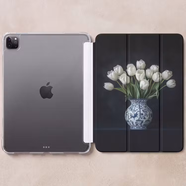 iPad-Hülle - Weiß - Blumen - Tulpen - Vase — 6