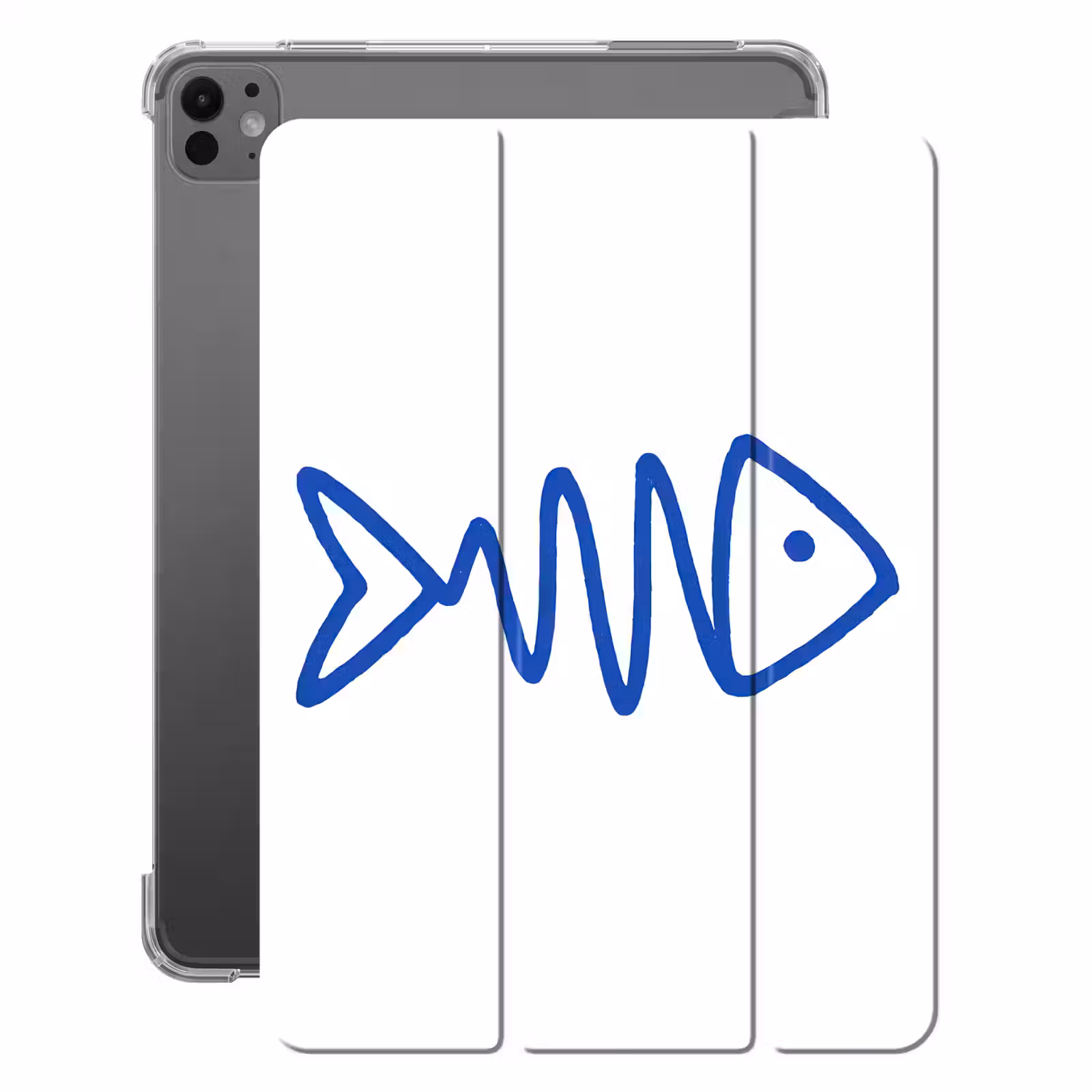 iPad-Hülle - Fisch - Minimalistisch - Blau - Linie — 1