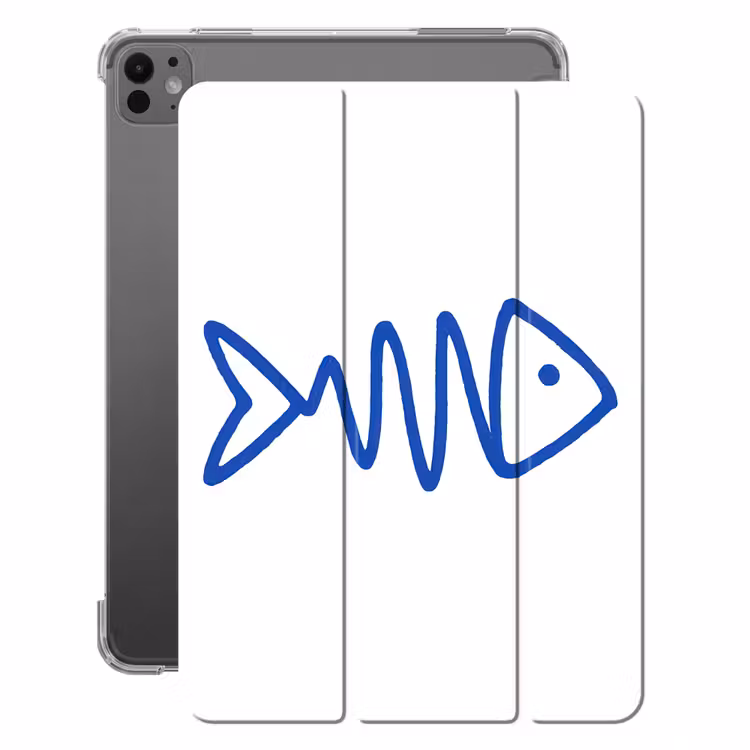 iPad-Hülle - Fisch - Minimalistisch - Blau - Linie — 1