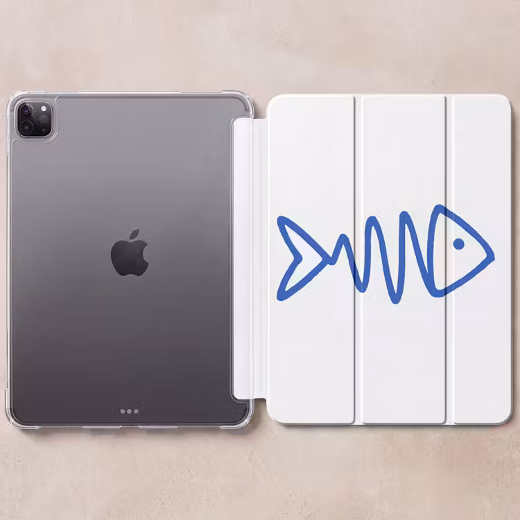 iPad-Hülle - Fisch - Minimalistisch - Blau - Linie — 6