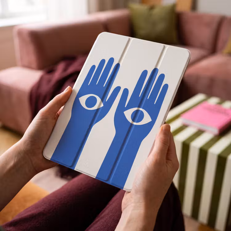 iPad-Hülle - Hände - Zwei - Augen - Blau — 4