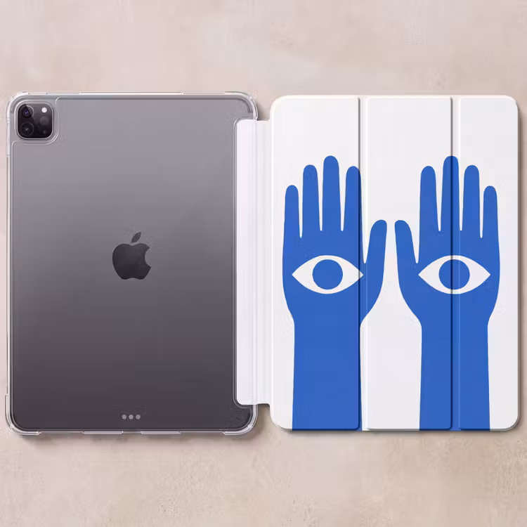 iPad-Hülle - Hände - Zwei - Augen - Blau — 6