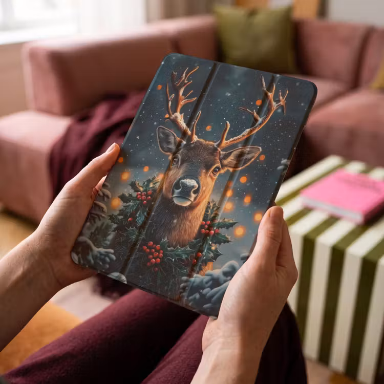 iPad-Hülle - Hirsch - Weihnachten - Winter - Schnee - Weihnachtskranz — 4